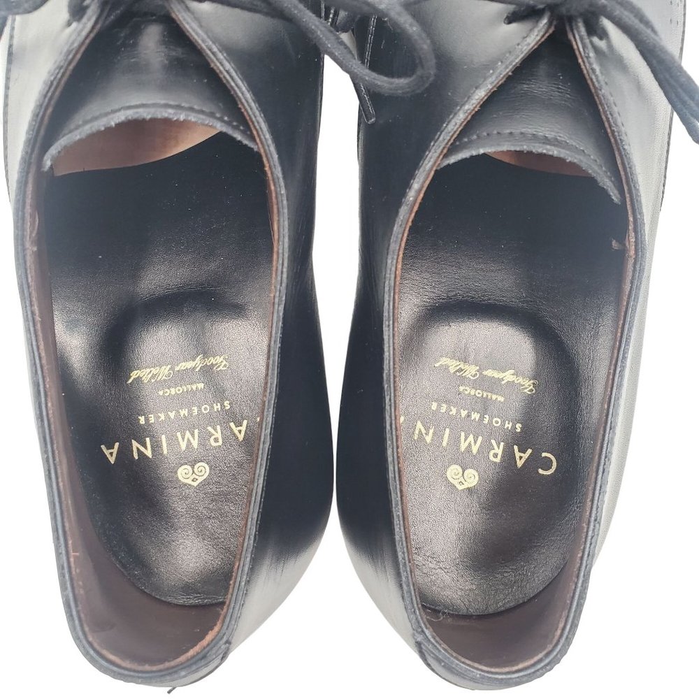 Carmina Shoemaker Luxury Mens 8 Black Calf All-Leather Dress Shoes Derby Oxfords - Picture 12 of 16